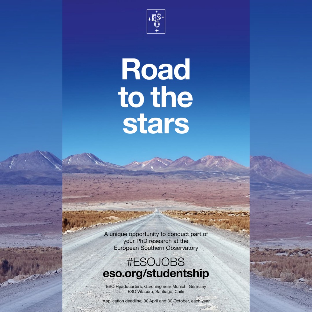 Αφίσα του προγράμματος ESO Studentship Programme Europe 2025/2026